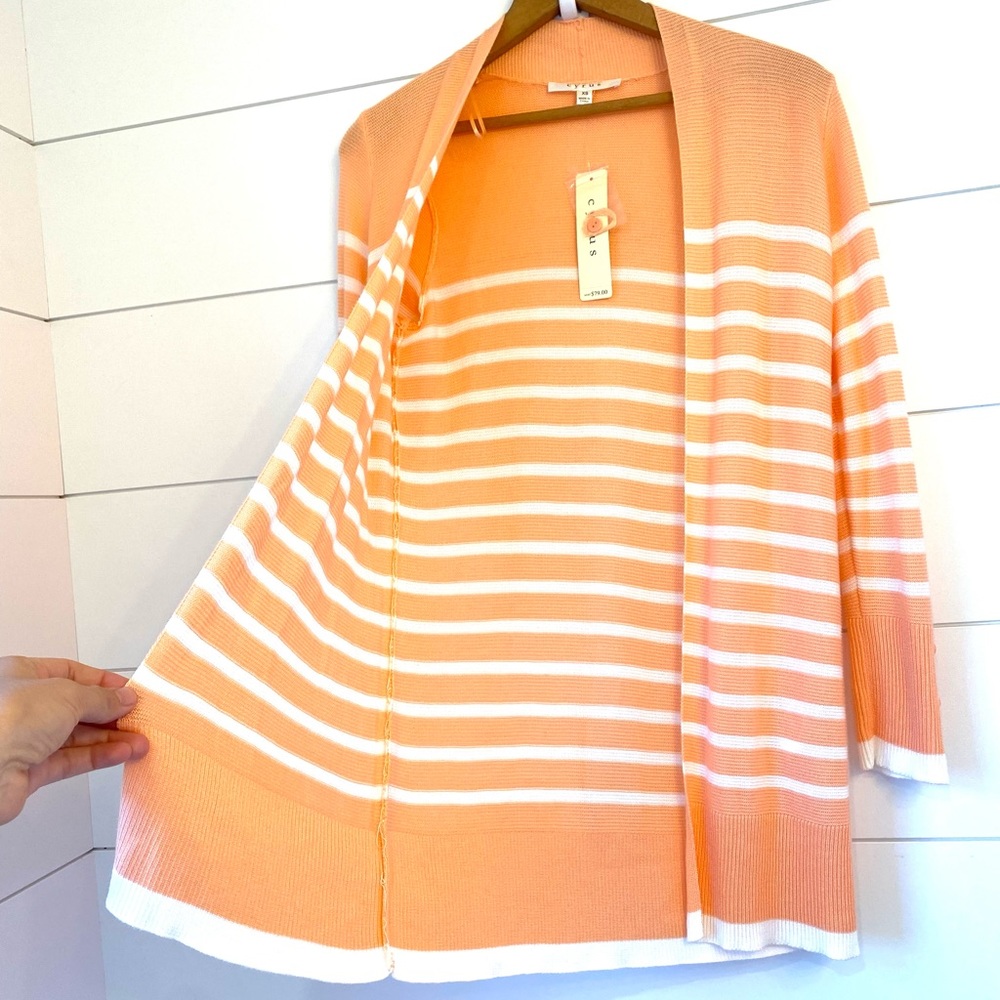 NWT $79 Cyrus peach + white long cardigan 100% viscose (size XS) - Picture 5 of 8